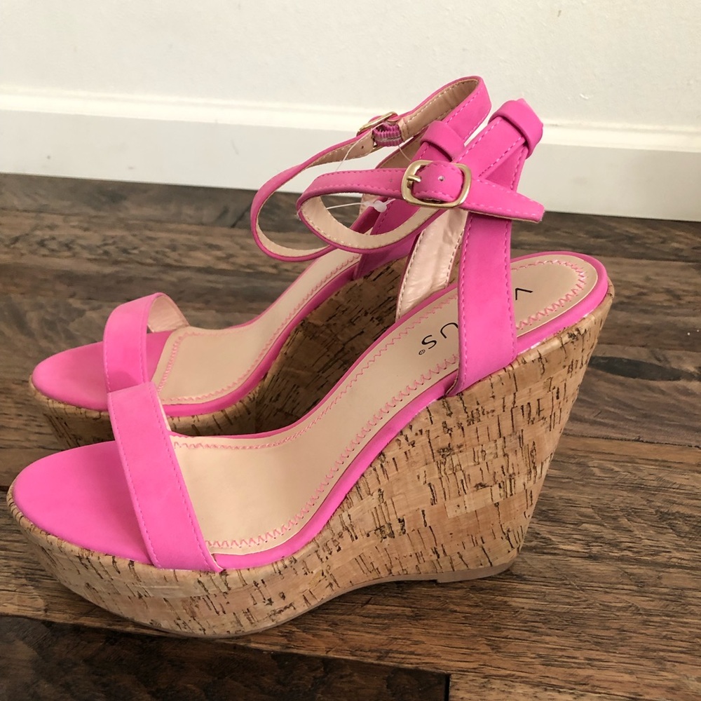 NEW! Venus Cork Wedge Hot Pink
